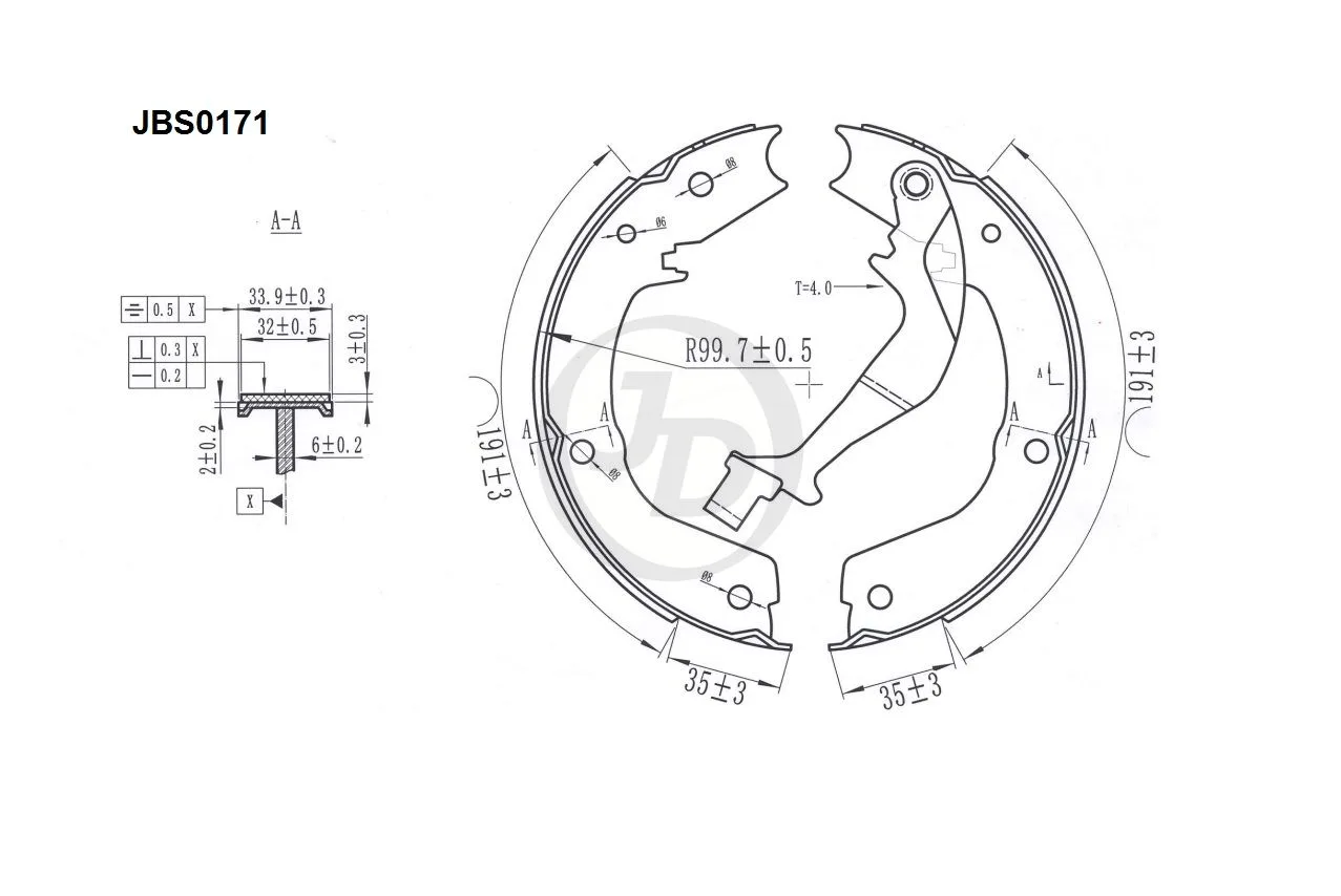 Колодки тормозные JD JBS0171