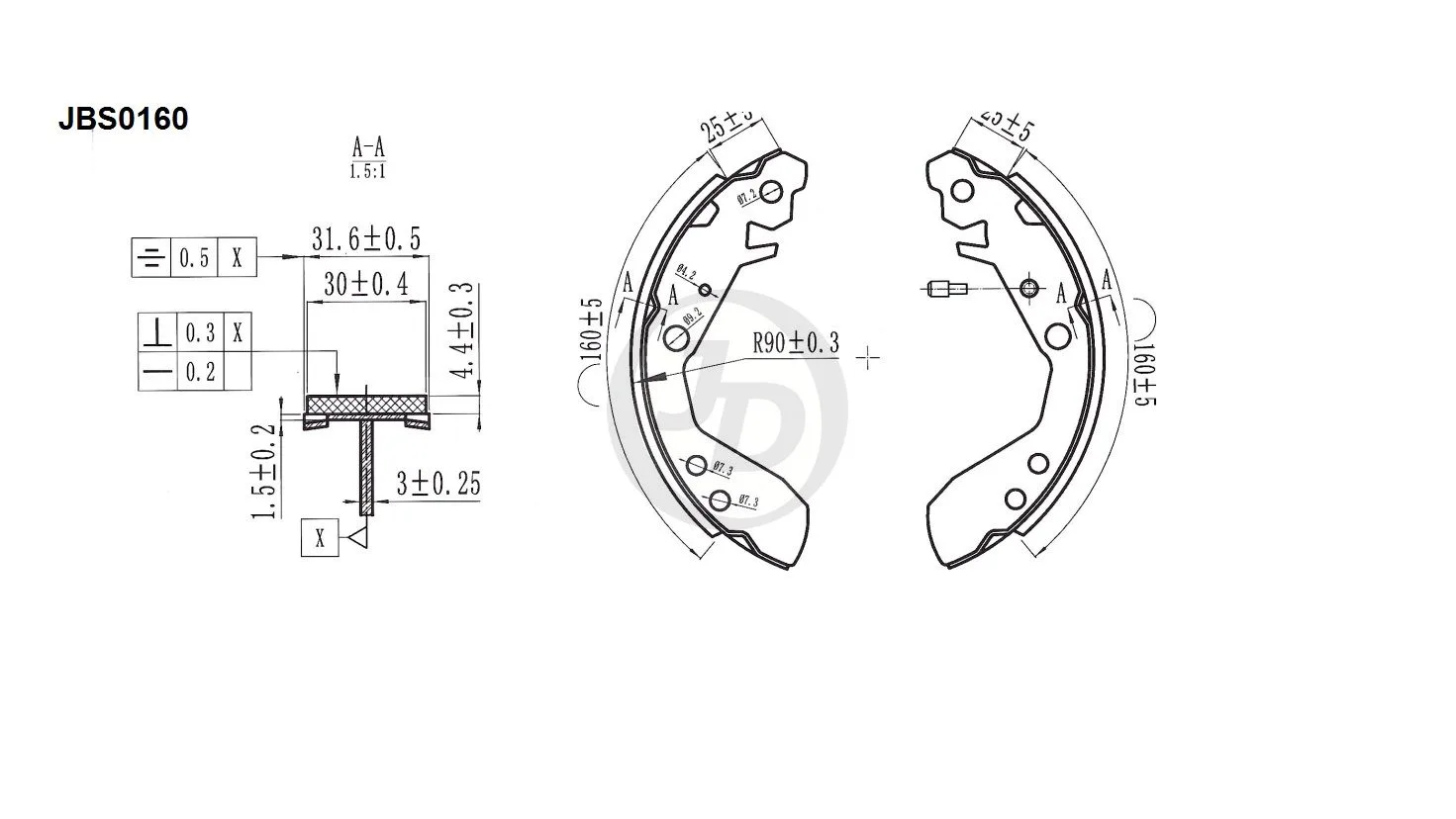 Колодки тормозные JD JBS0160
