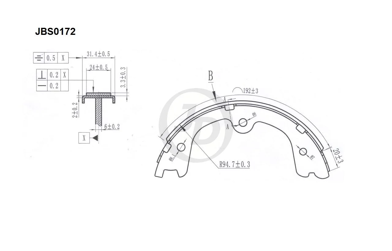 Колодки тормозные JD JBS0172