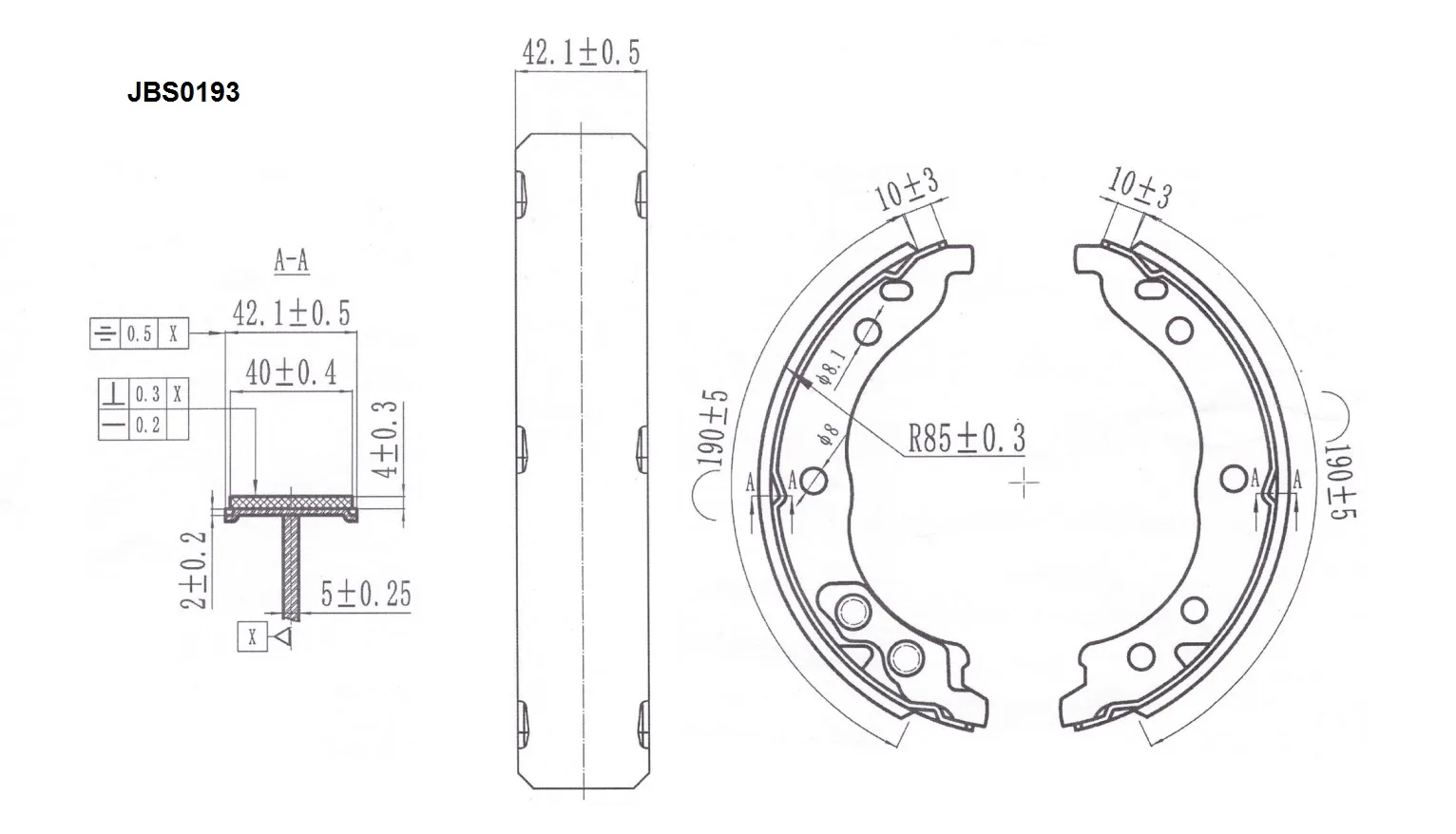 Колодки тормозные JD JBS0193