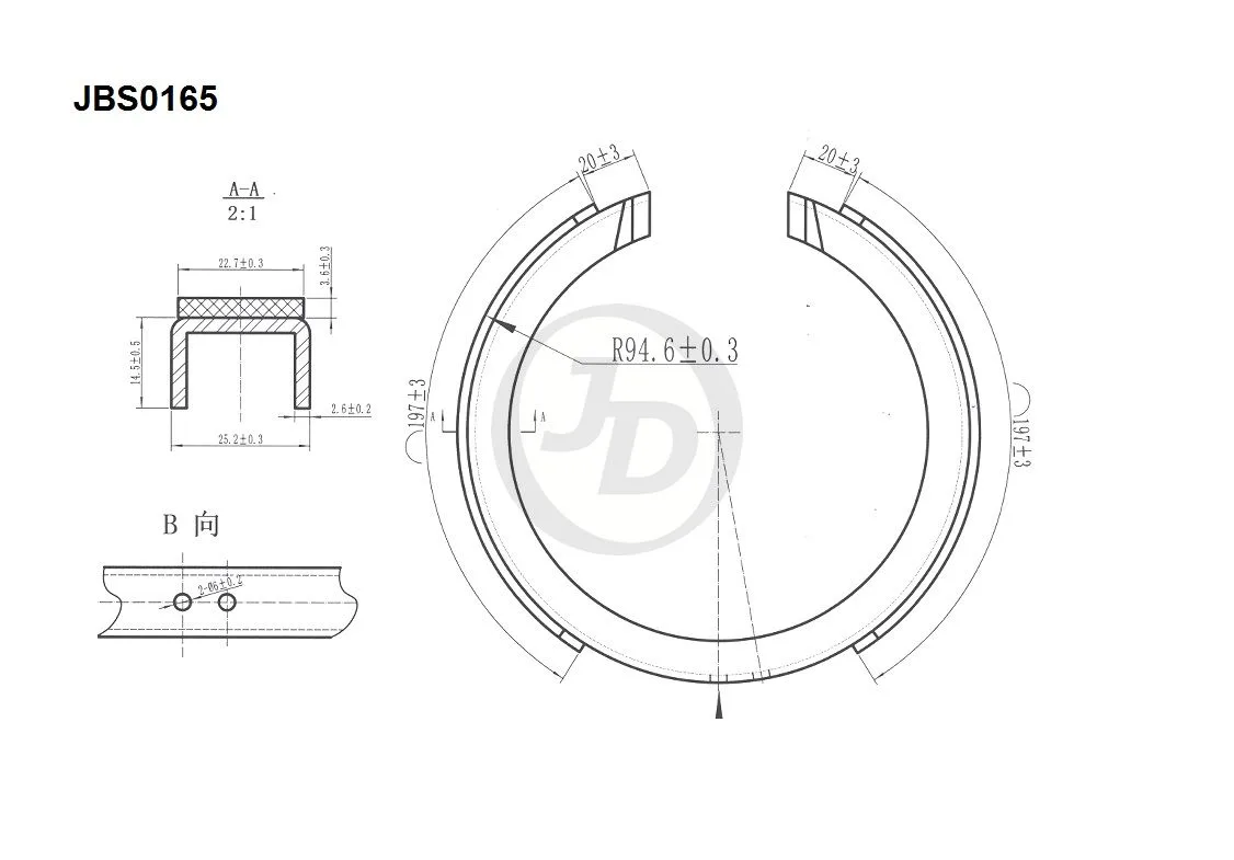 Колодки тормозные JD JBS0165