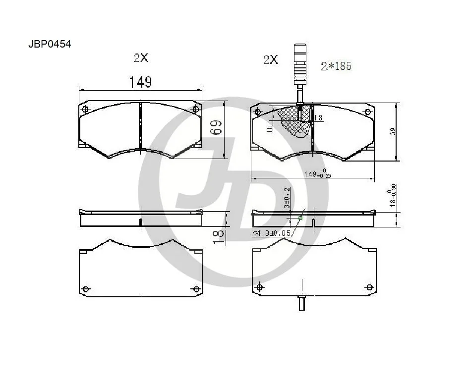 Колодки тормозные JD JBP0454