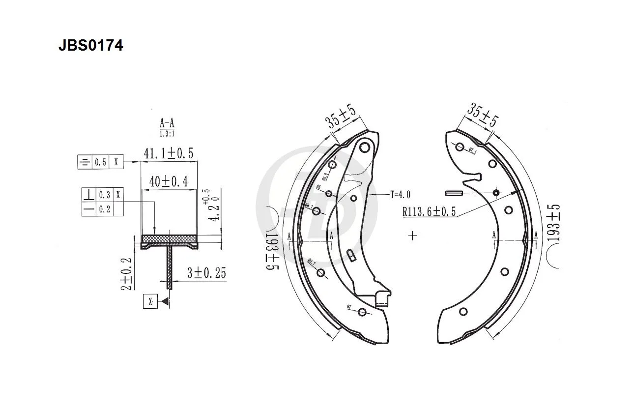 Колодки тормозные JD JBS0174