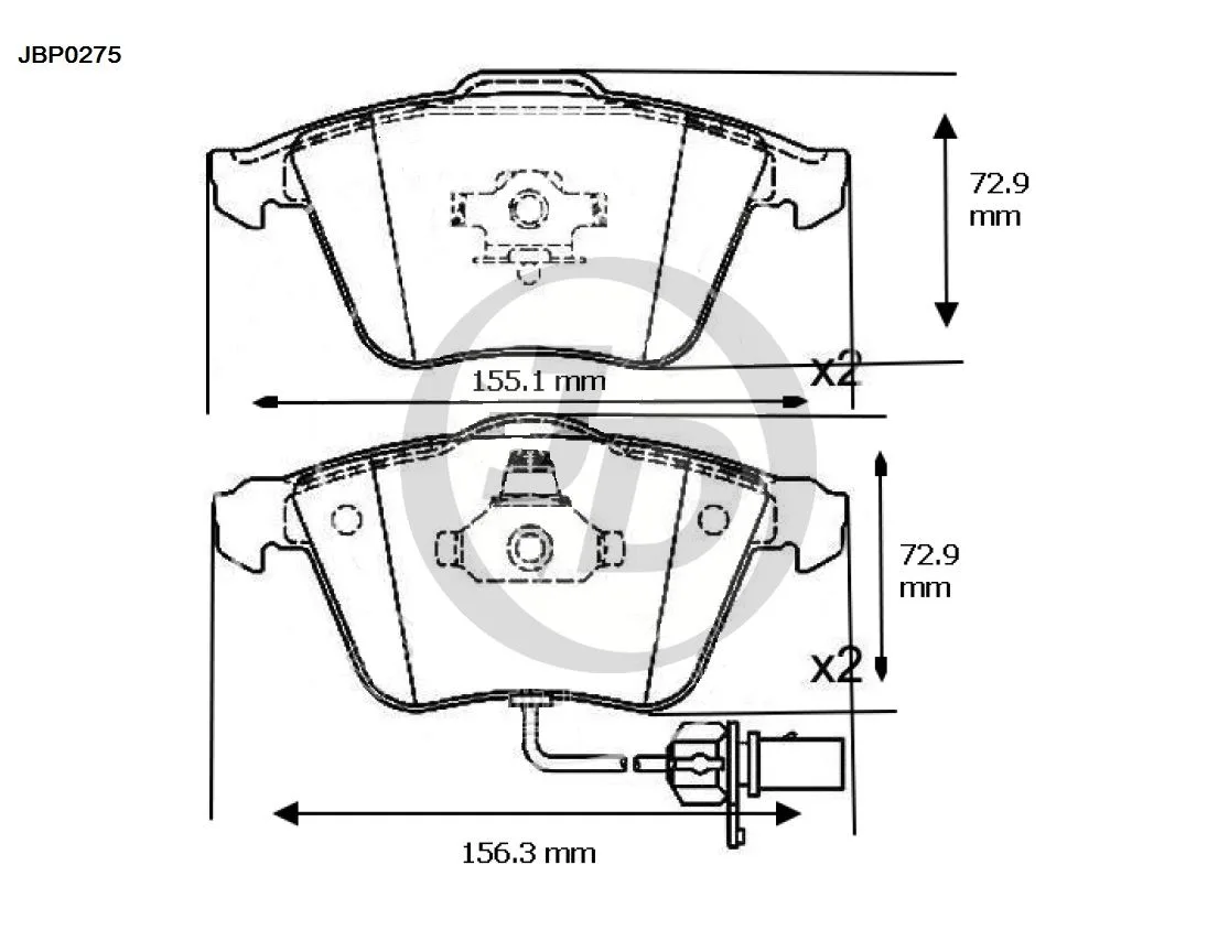 Колодки тормозные JD JBP0275