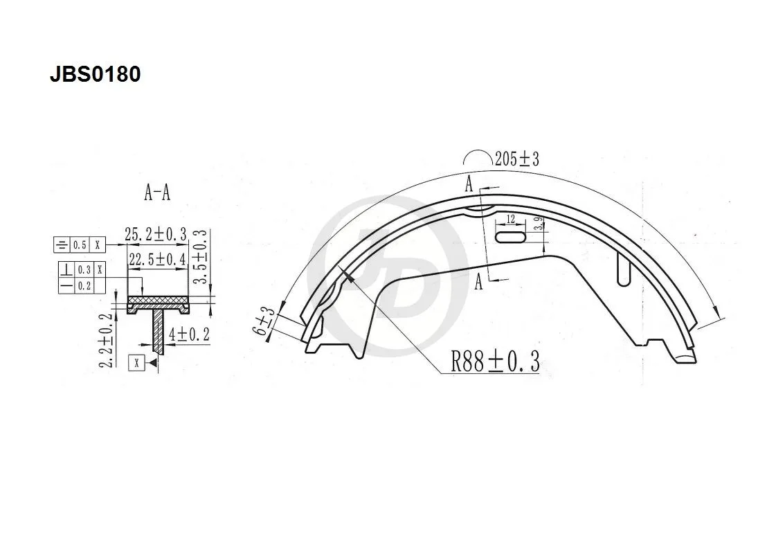 Колодки тормозные JD JBS0180