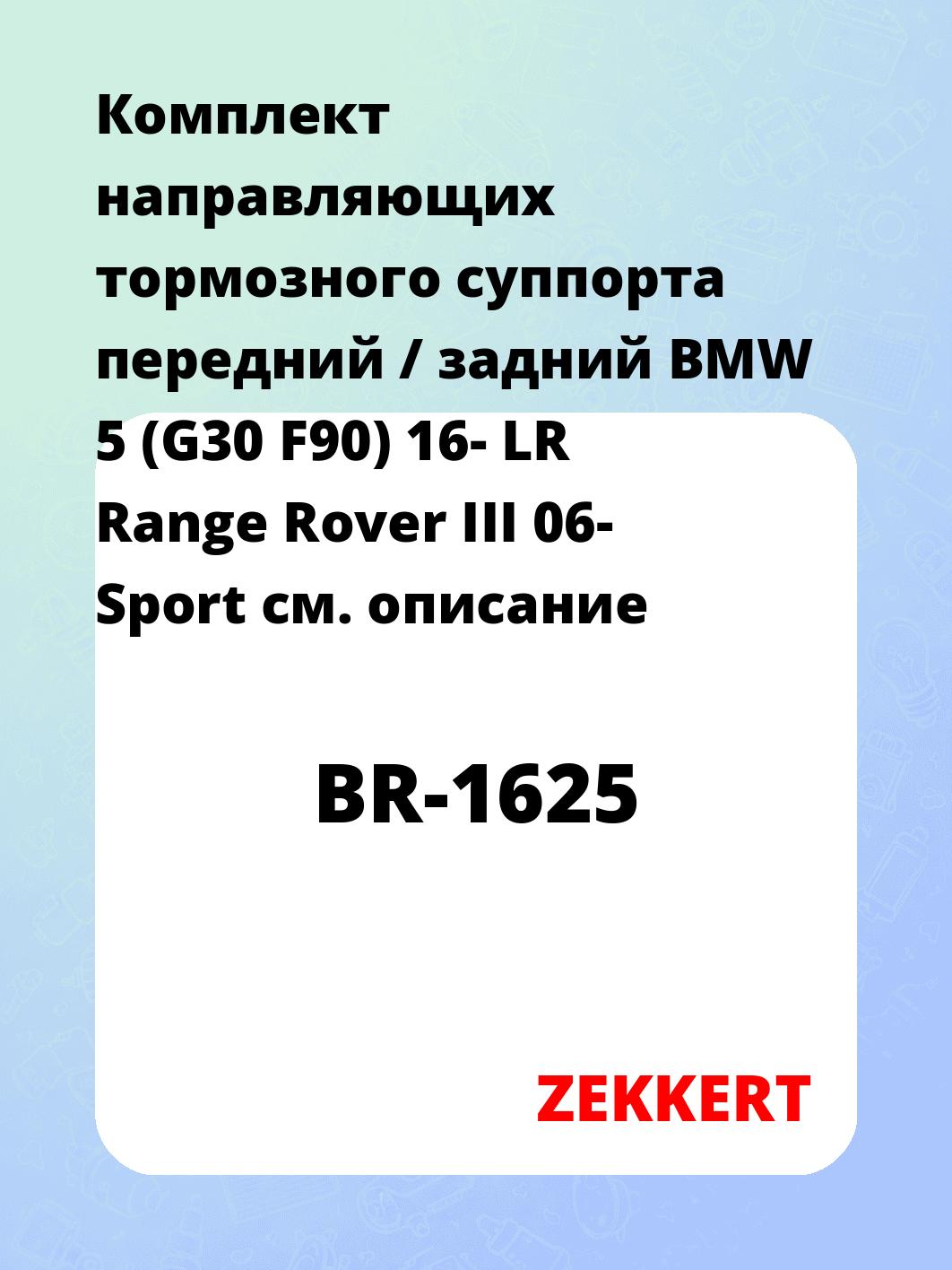 Комплект направляющих тормозного суппорта передний / задний BMW 5 (G30 F90) 16- LR Range Rover III 06- Sport