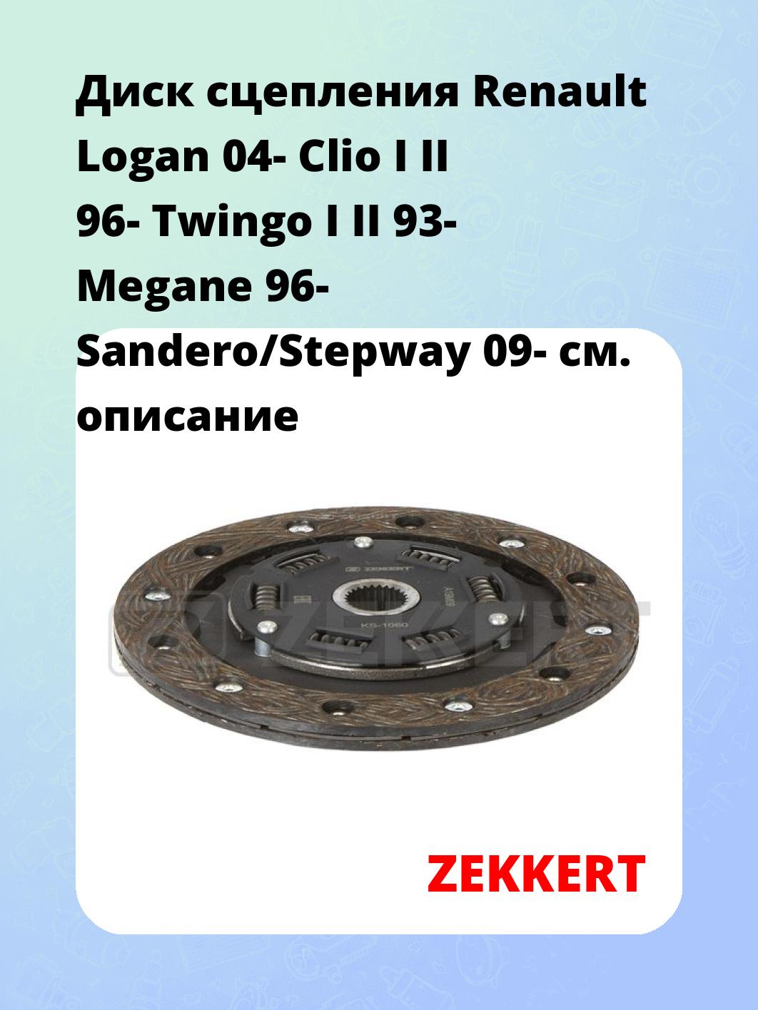 Диск сцепления Renault Logan 04- Clio I II 96- Twingo I II 93- Megane 96- Sandero/Stepway 09-