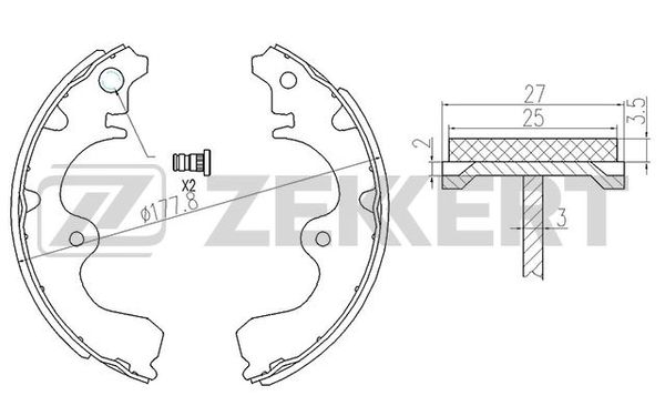 Колодки тормозные барабанные задние Toyota Paseo (L540) 97- Starlet (P80 P90) 89-