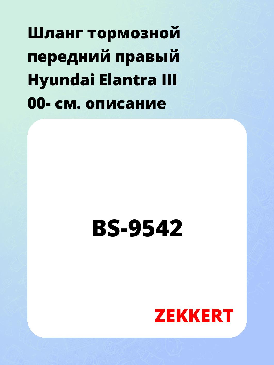 Шланг тормозной для автомобиля ZEKKERT BS-9542