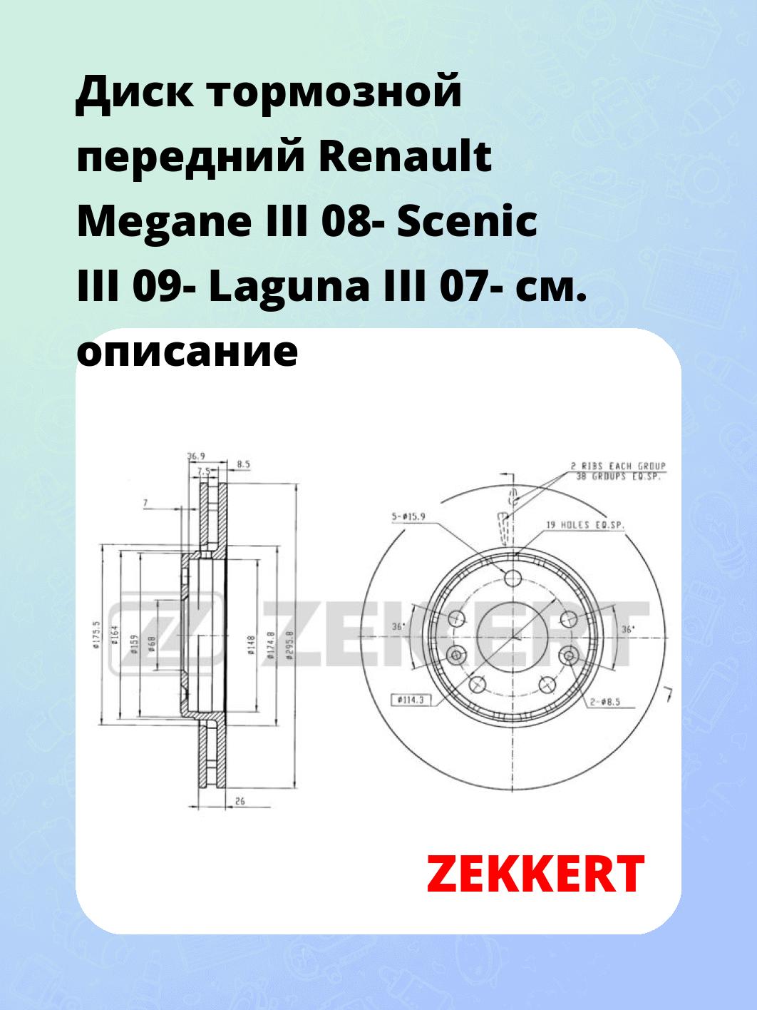 Диск тормозной передний Renault Megane III 08-  Scenic III 09-  Laguna III 07-