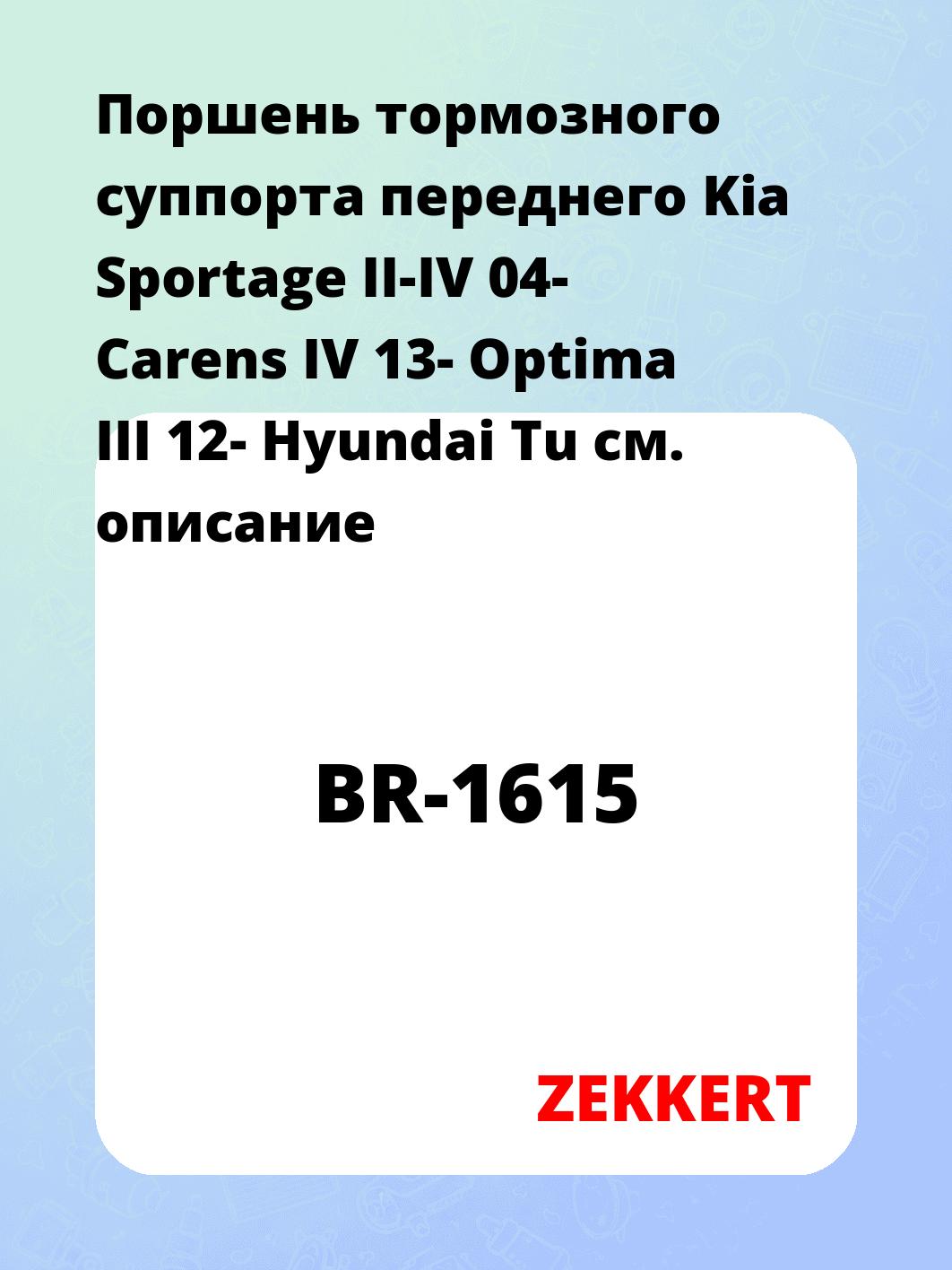 Поршень тормозного суппорта переднего Kia Sportage II-IV 04- Carens IV 13- Optima III 12- Hyundai Tu