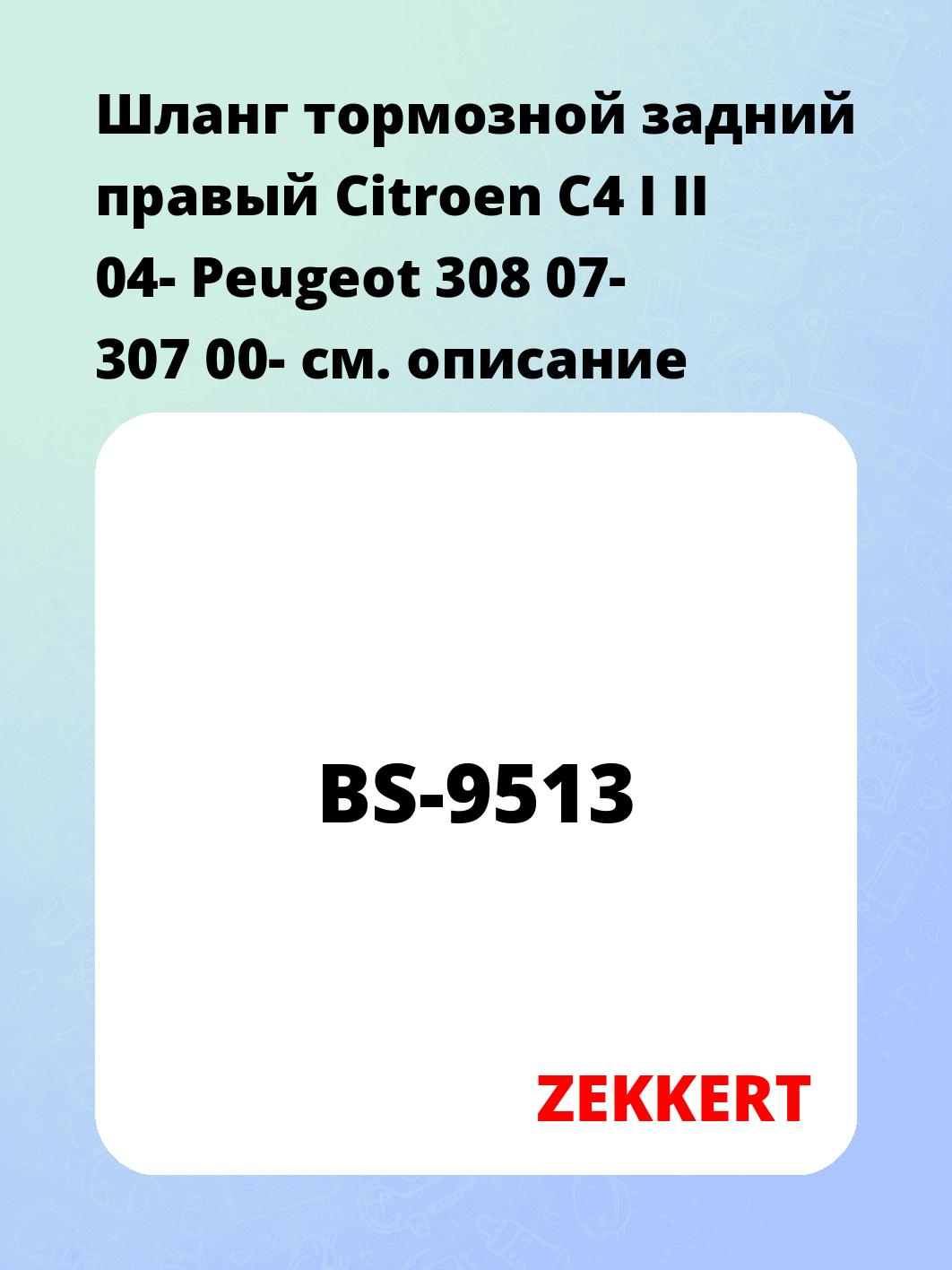 Шланг тормозной для автомобиля ZEKKERT BS-9513