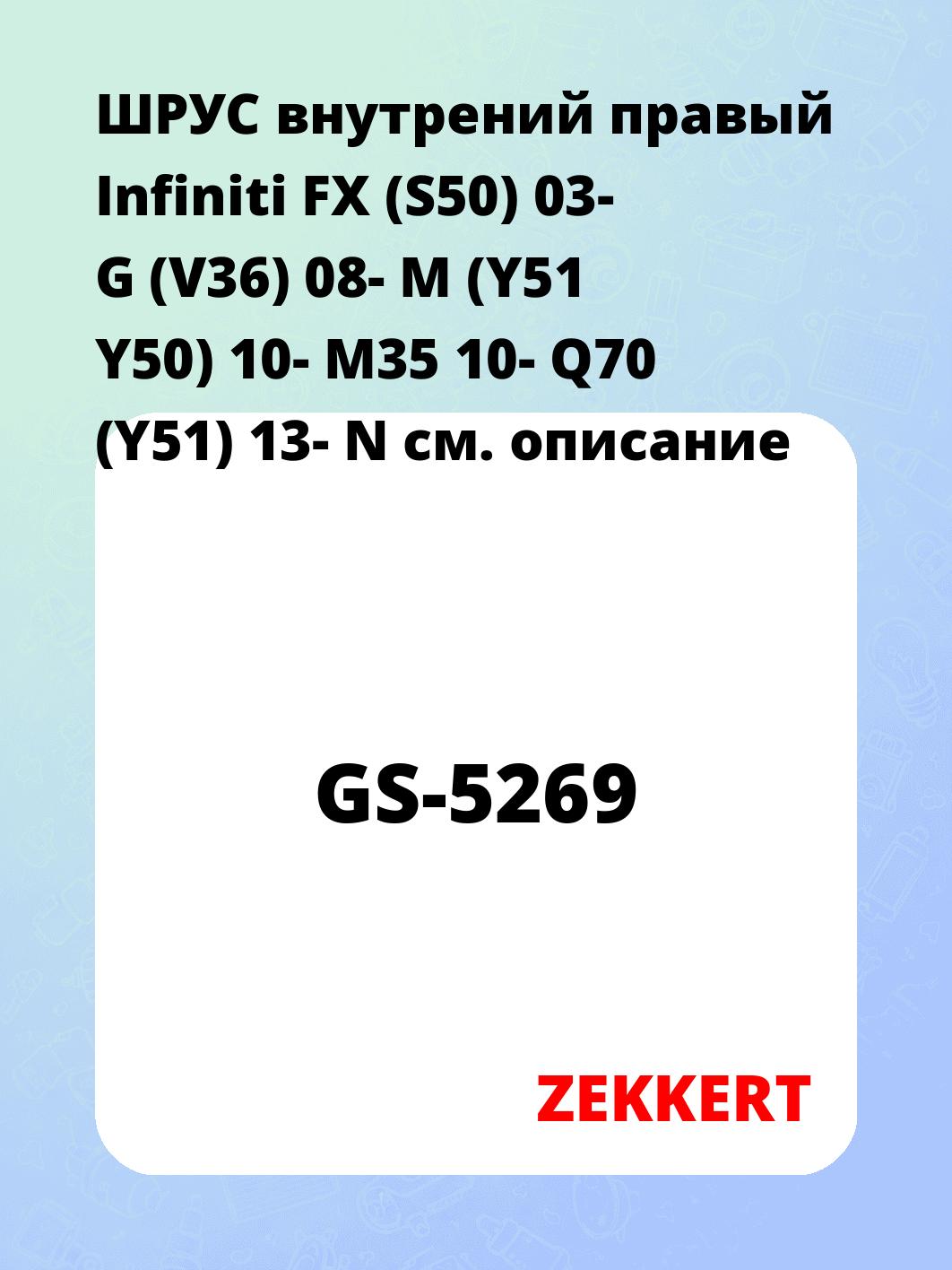 ШРУС внутренний ZEKKERT GS-5269