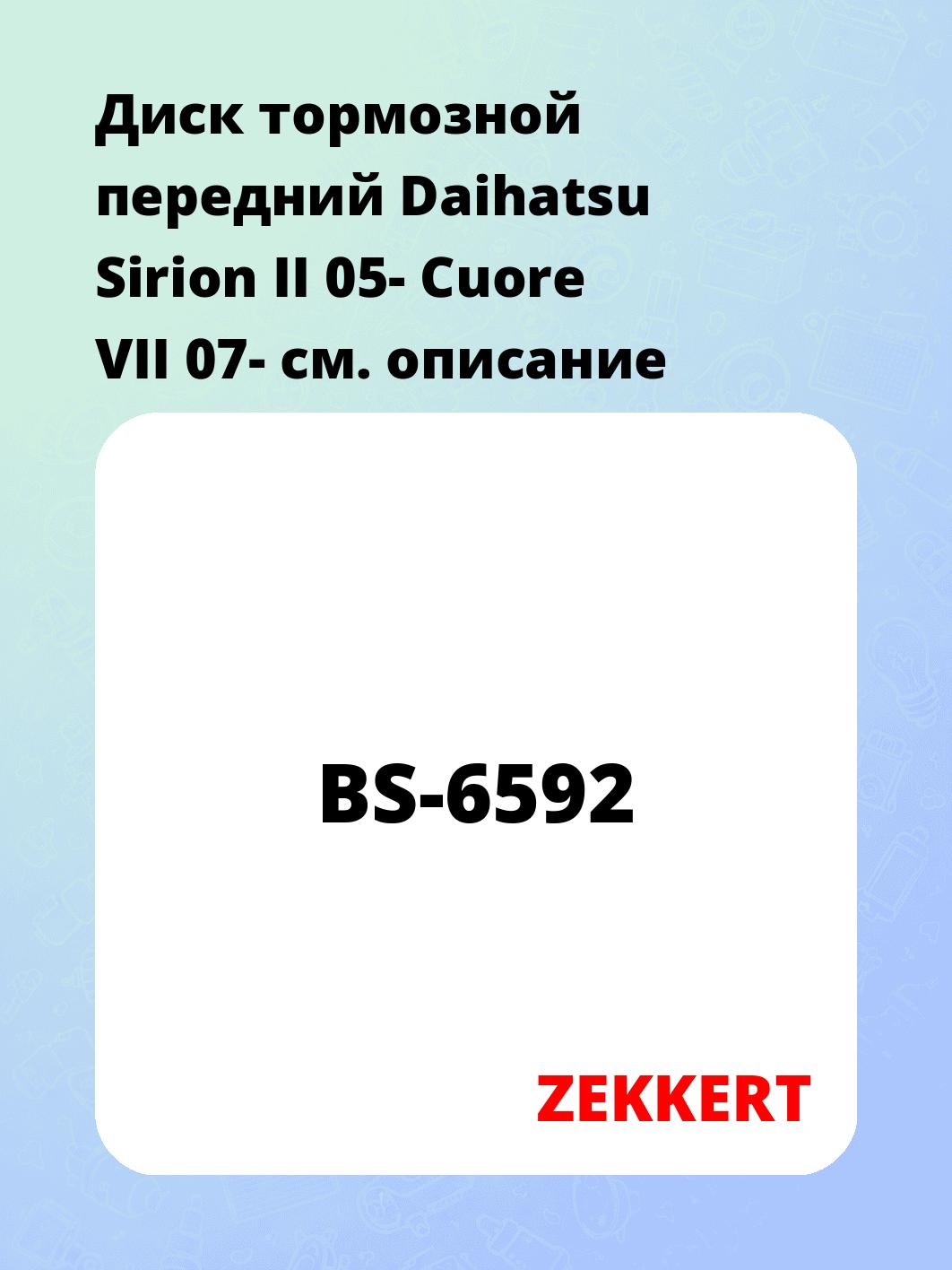 Диск тормозной ZEKKERT BS-6592