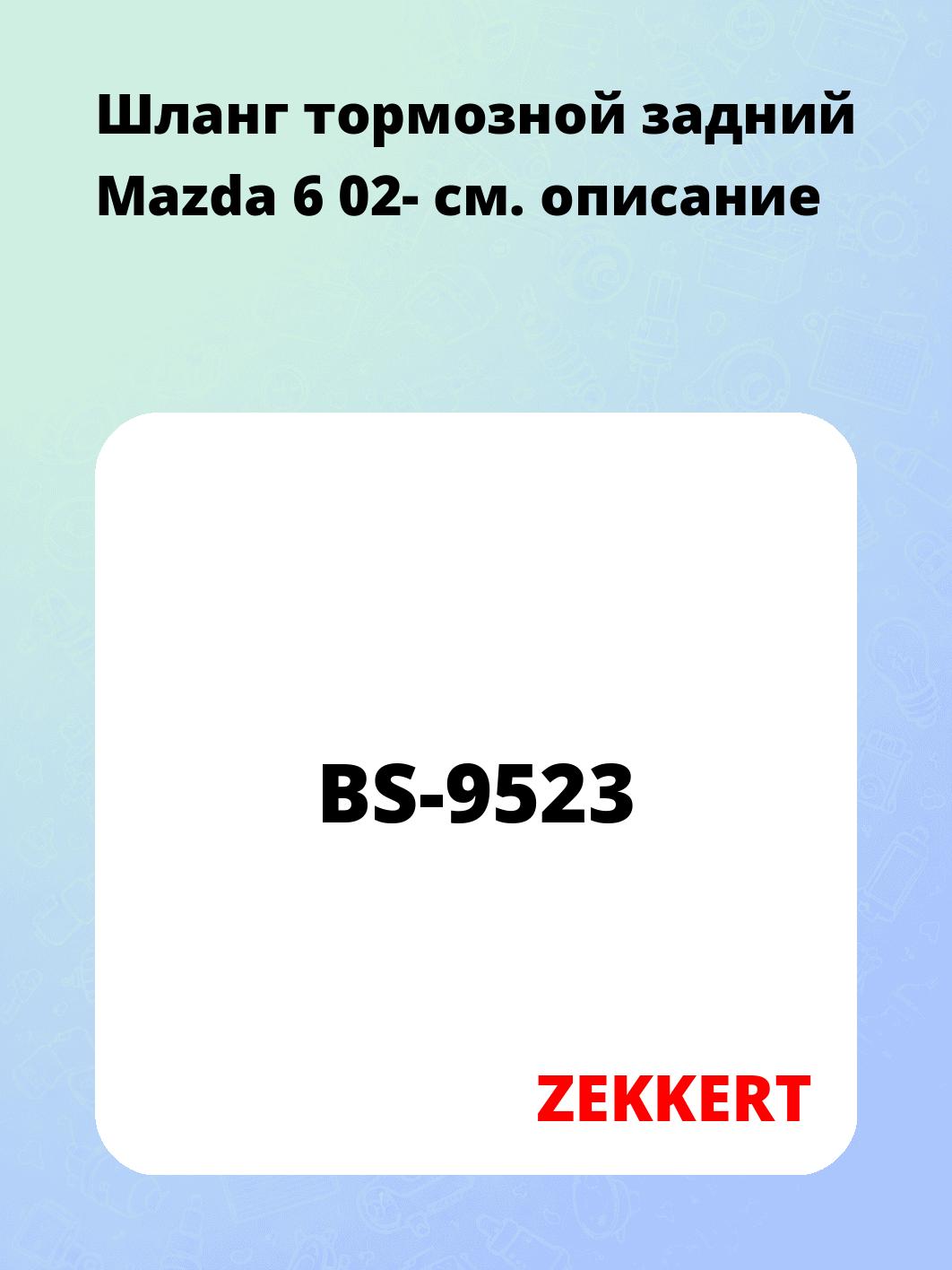 Шланг тормозной для автомобиля ZEKKERT BS-9523
