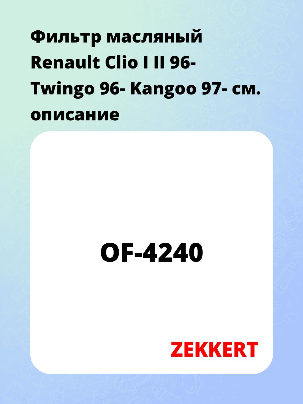 Фильтр масляный Renault Clio I II 96- Twingo 96- Kangoo 97-